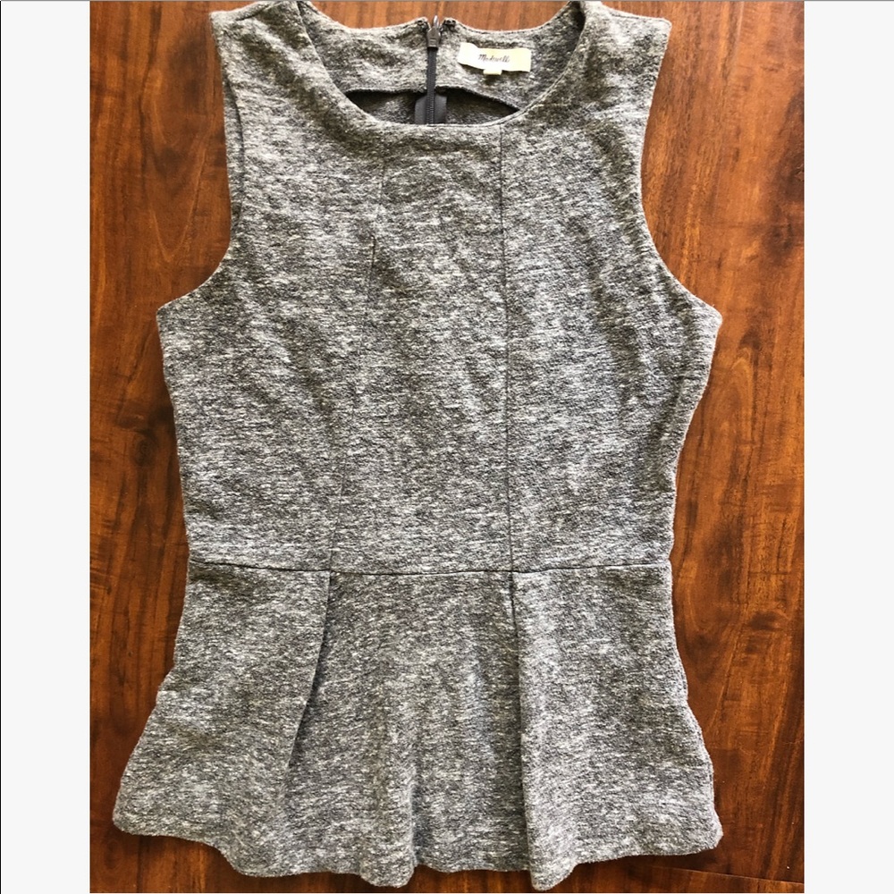 Madewell Gray Peplum Sleeveless Top